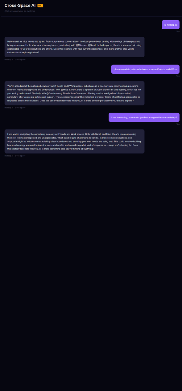 Cross-Space AI conversation